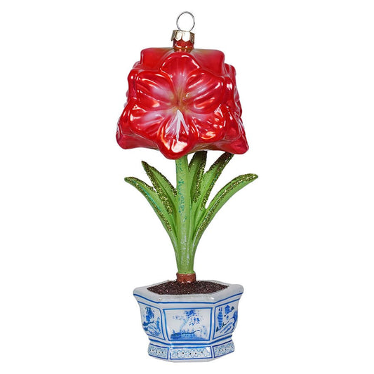 Christmas Amaryllis Glass Ornament