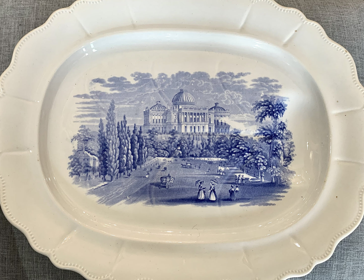 Historical Staffordshire Blue Meat Platter