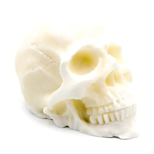 Skull Pillar Candle White