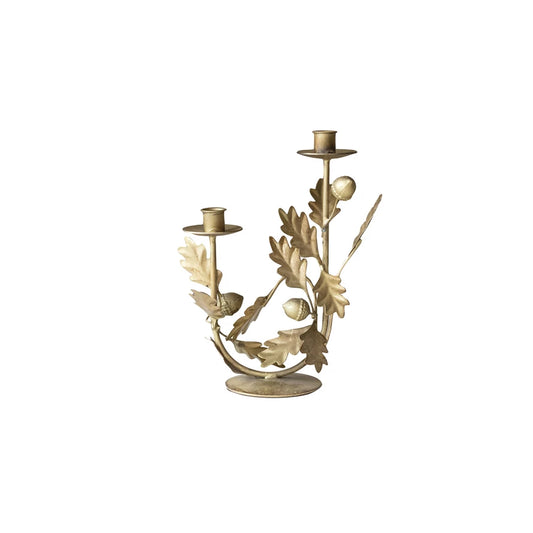 Metal Oak Leaves & Acorns Candelabra