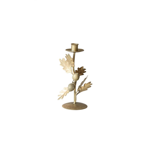 Metal Oak Leaves & Acorns Taper Holder