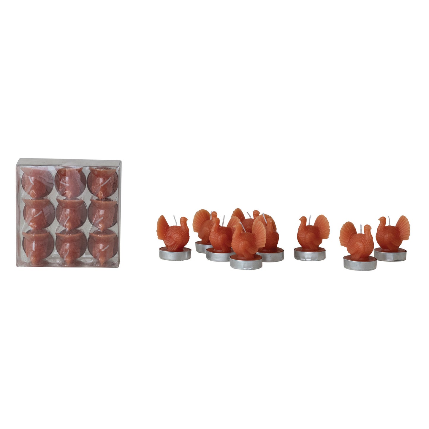 Turkey Shaped Tealights Unscented set of 9