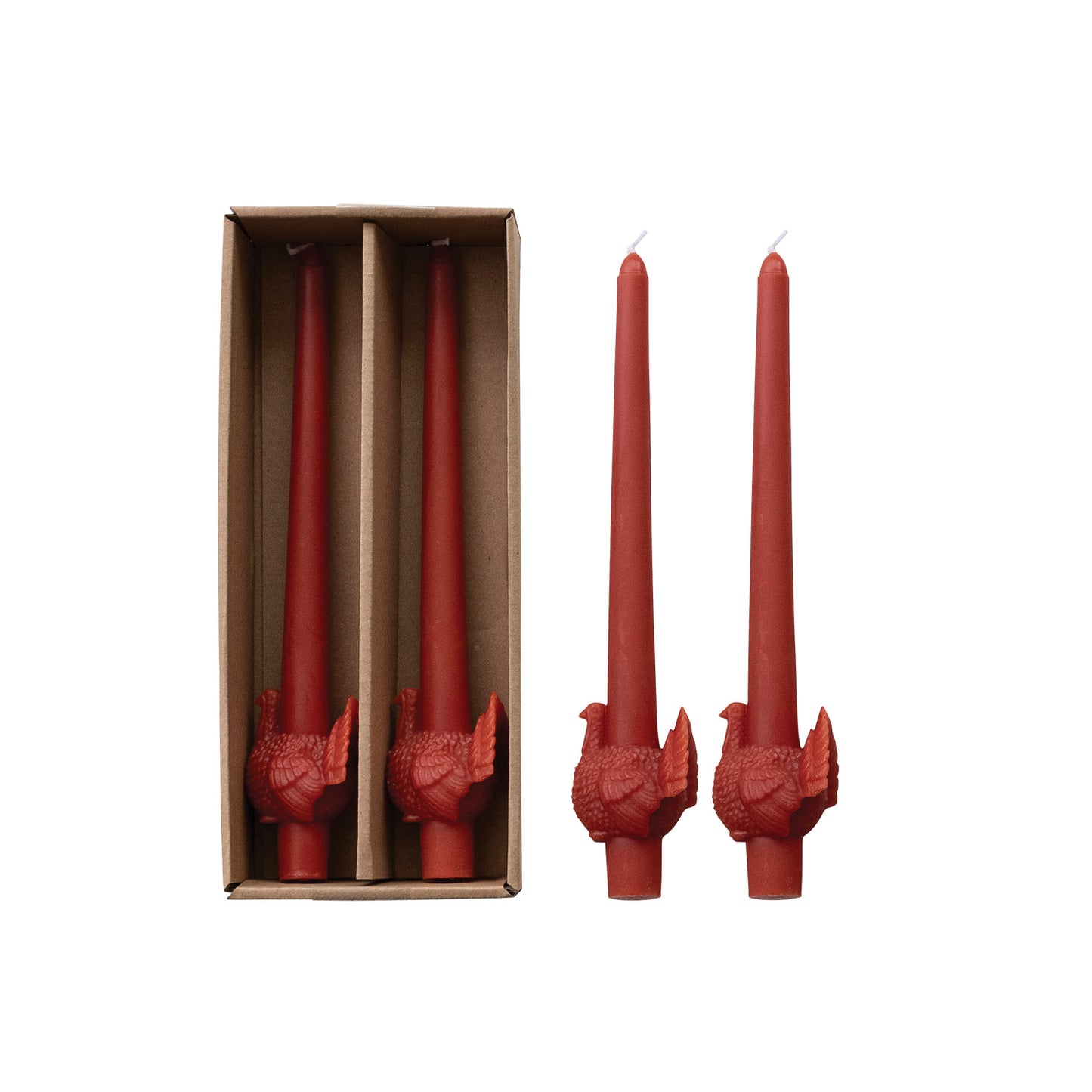 Turkey  Taper Candles Unscented Acorn Color Set of 2