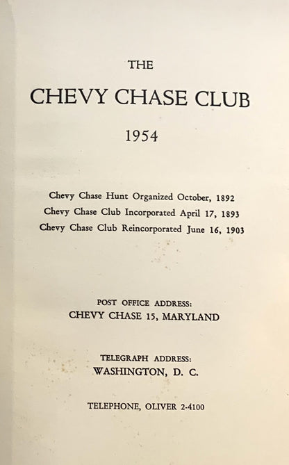 The Chevy Chase Club 1954