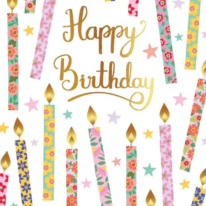 Floral Candles Birthday Greeting Card 4.5 X 6.28