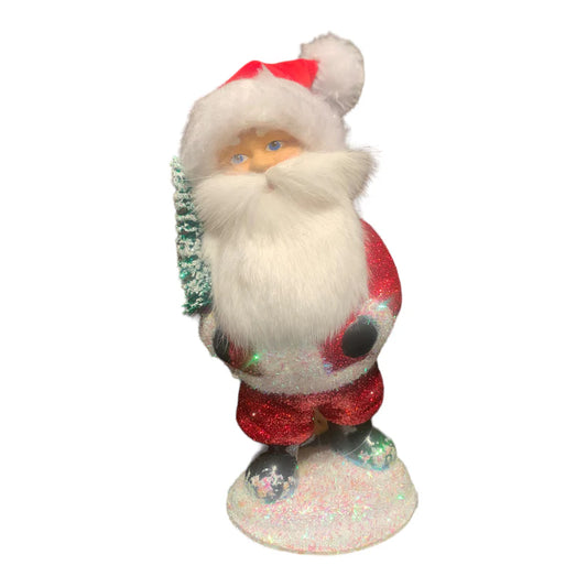 Red Glitter Santa with Hat and Beard