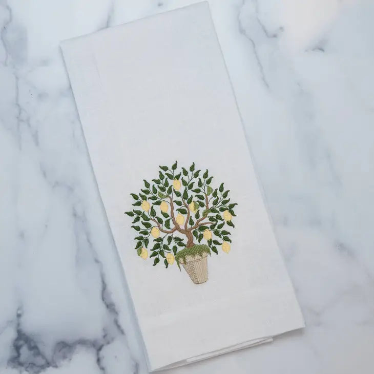 Lemon Tree Linen Towel White