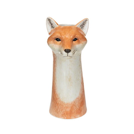 Hand-Painted Stoneware Fox Vase