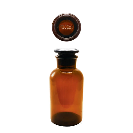Glass Bottle with Stopper Brown 34 oz.