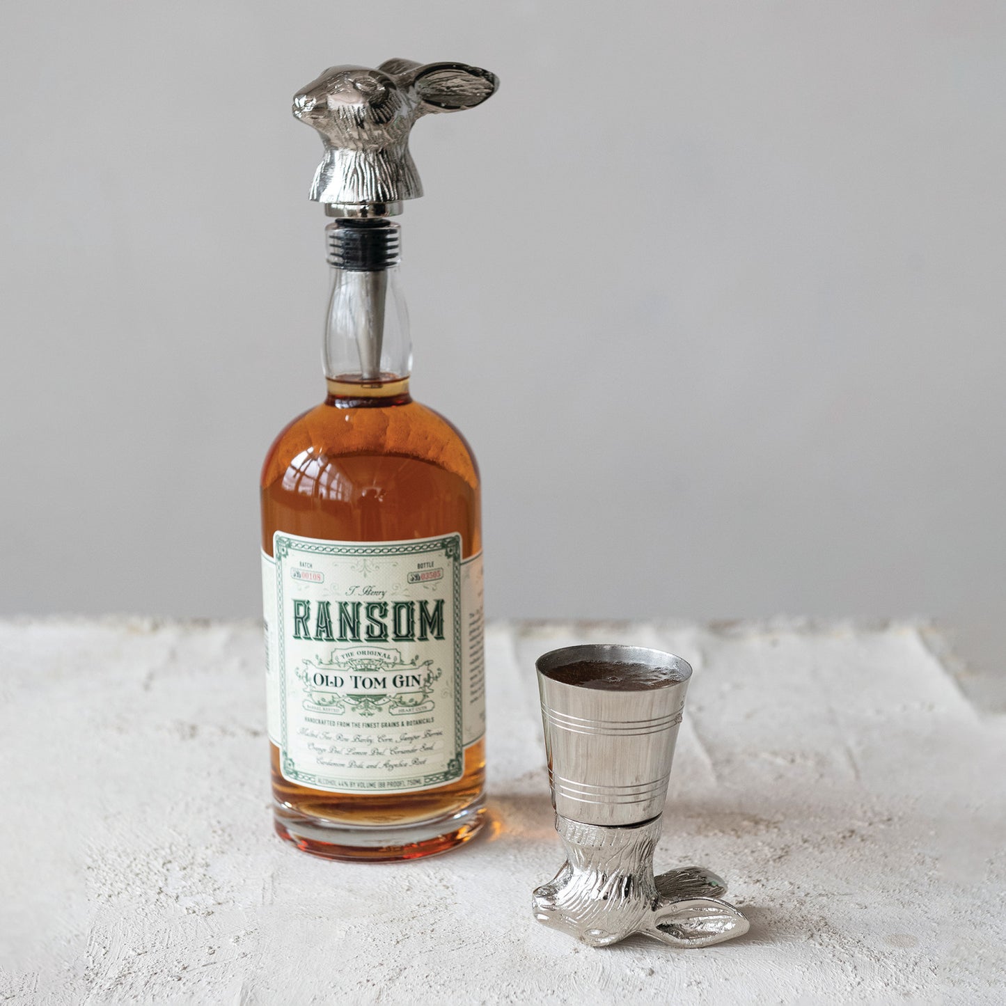 Cast Aluminum & Stainless Steel Rabbit Head Jigger 2 oz.