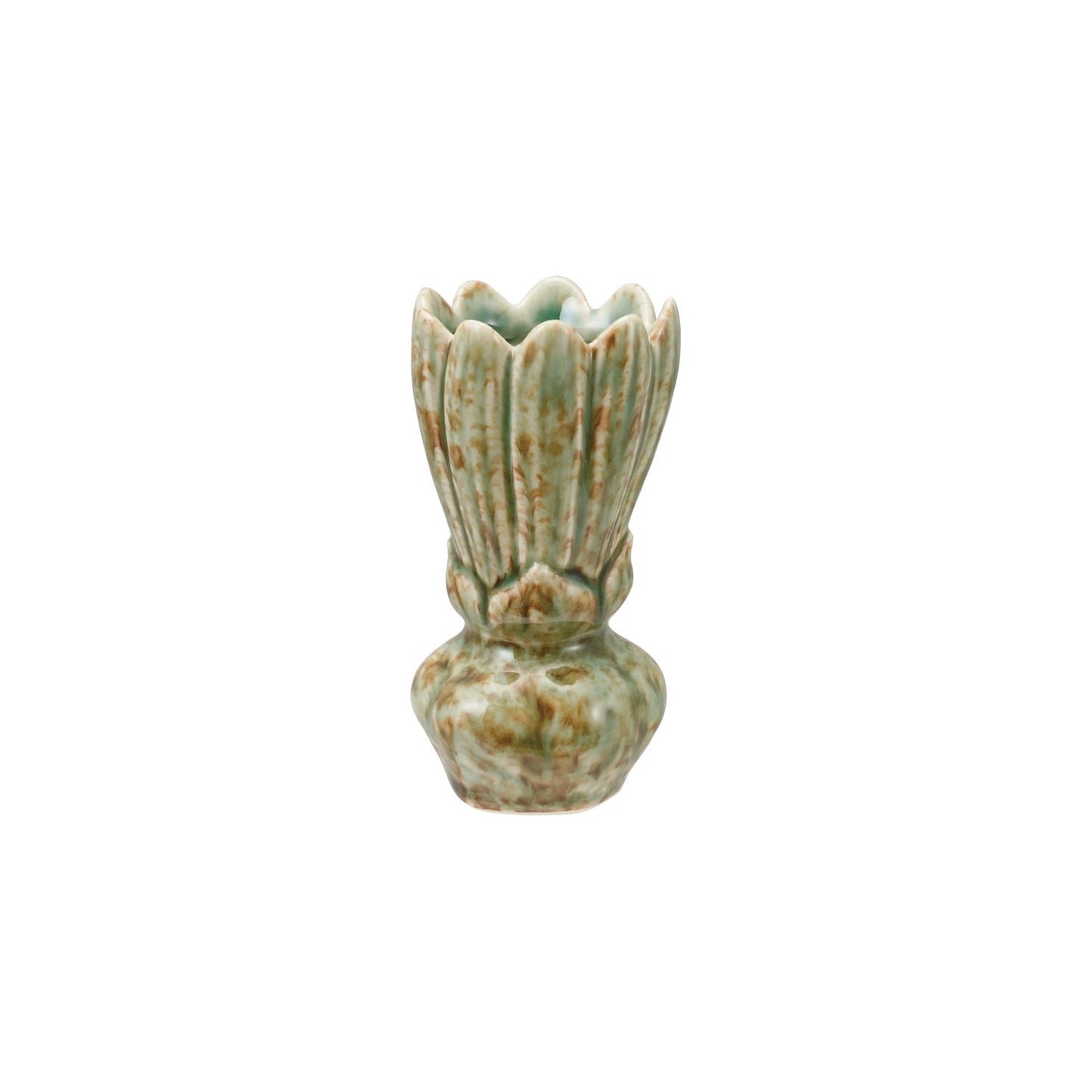 Stoneware Flower Shaped Vase, Green