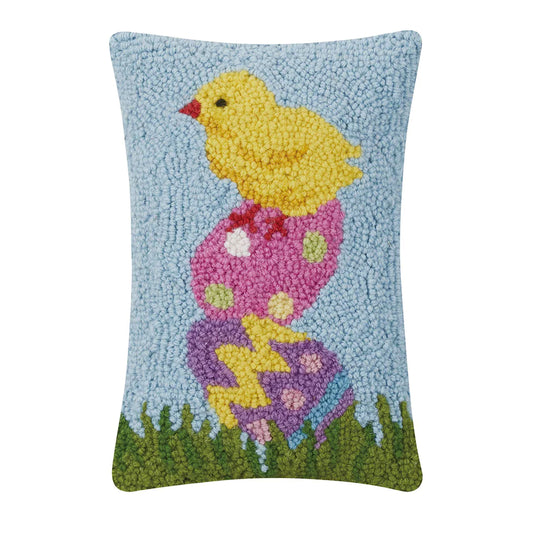 Easter Chick and Eggs Hook Pillow 8 x 12
