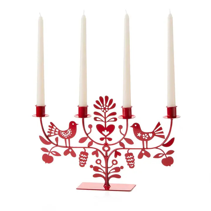 Folk Art Metal Holiday Candelabra