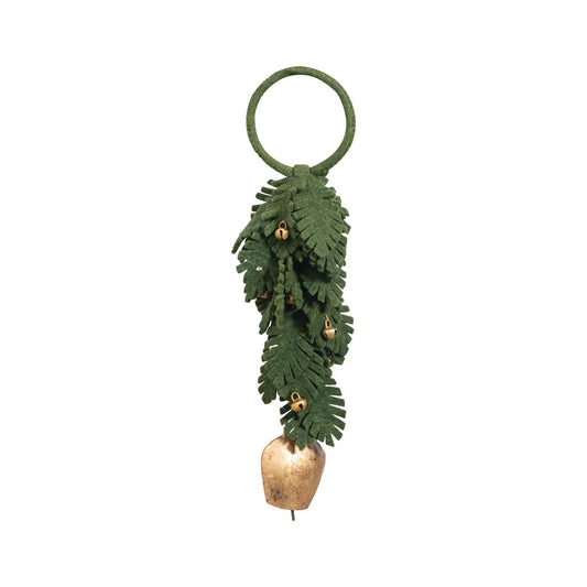 Wool Felt Leaves Door Hanger with Metal Bells