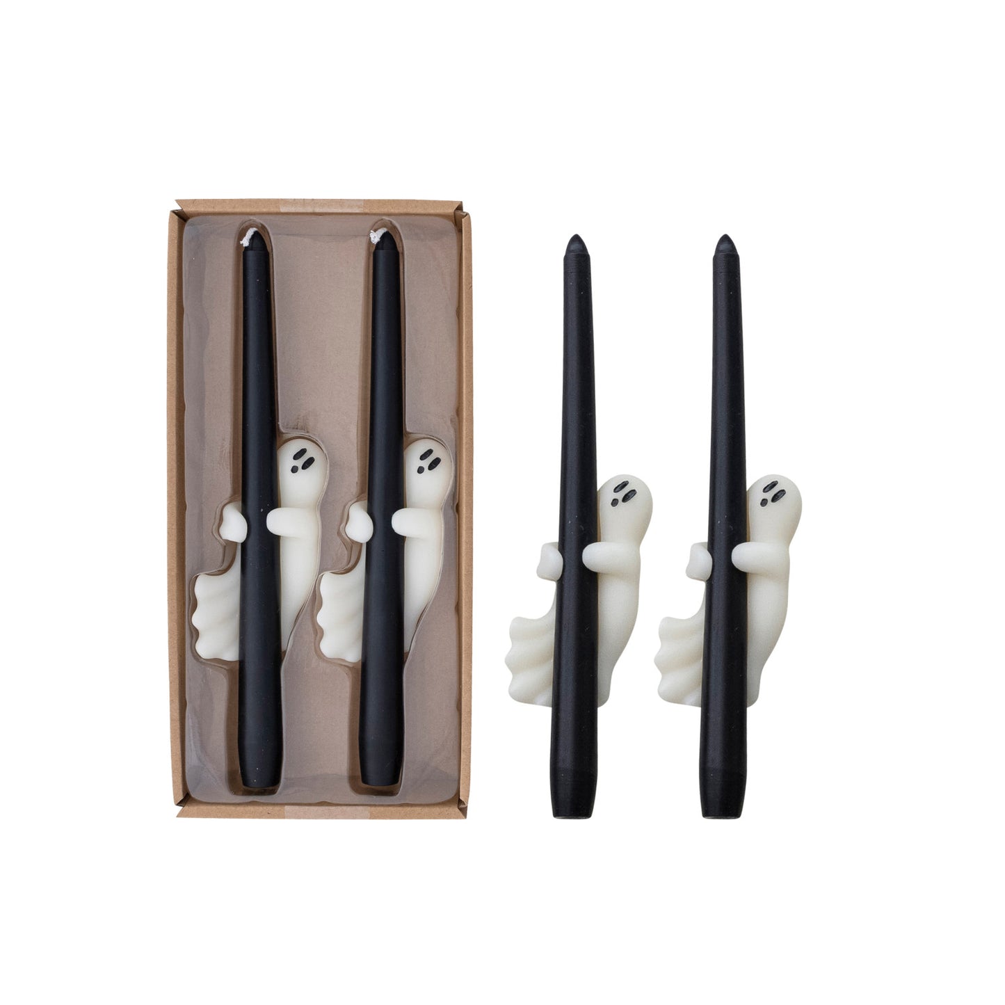 Unscented Taper Candles with Ghost in Box Black & White Set of 2