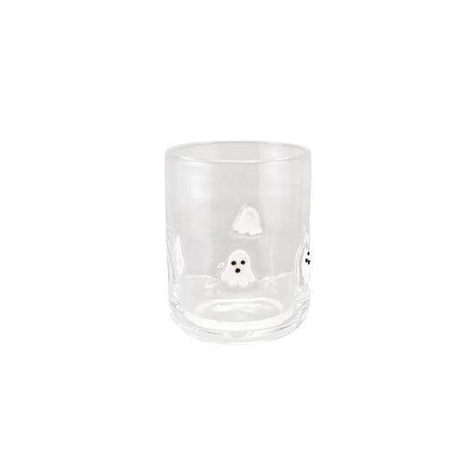 Drinking Glass with Embedded Ghosts White & Black 16 oz.