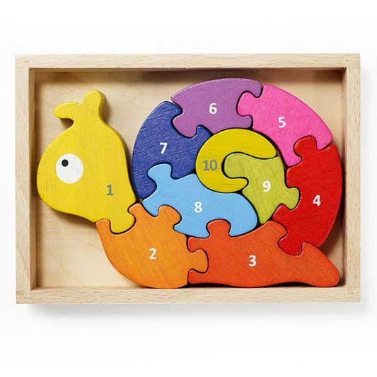 Wood Number Snail Puzzle