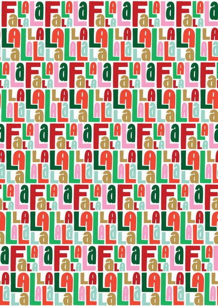 Gift Wrap Rollwrap - Fa La La Text 3m