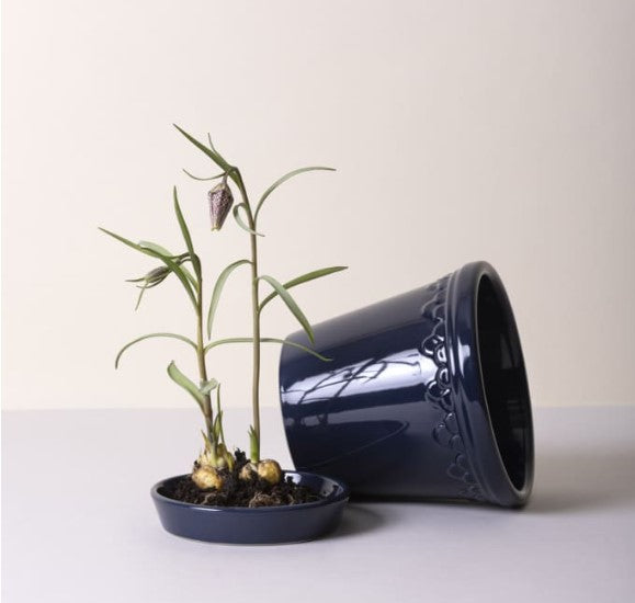 Kobenhavner 14 cm / 5.5 inch pot & tray in Sapphire Blue