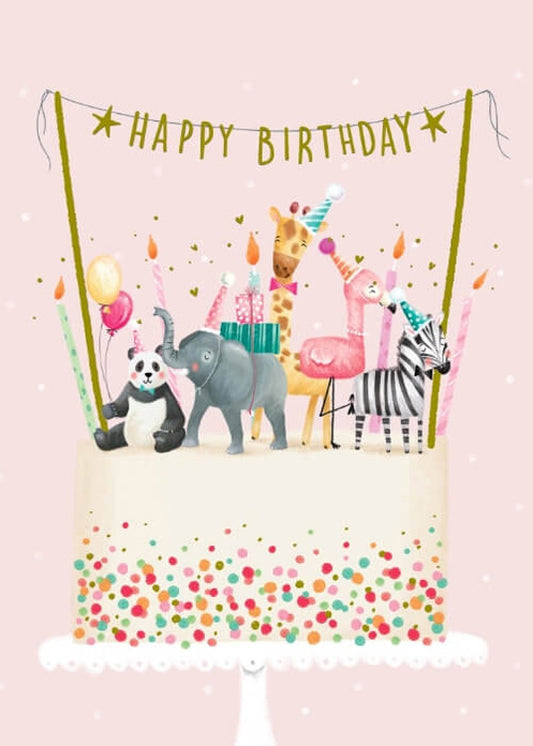 Kids Animal Cake Birthday Card