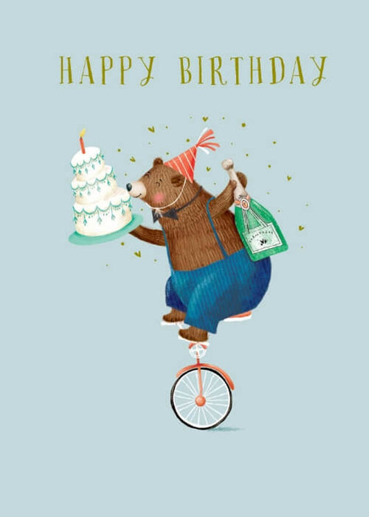 Unicycle Bear Birthday Card