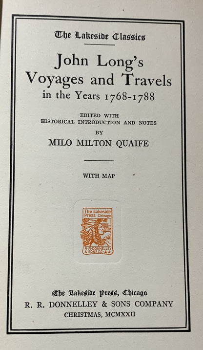 John Long’s Voyages and Travels in the Years 1768-1788