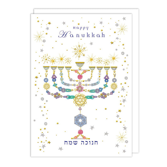 Menorah Gold Hanukkah Card