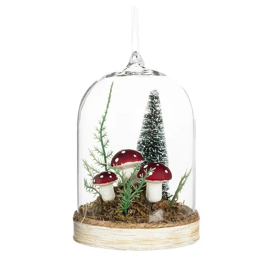 Mushroom in Forest Dome Ornament-4"H