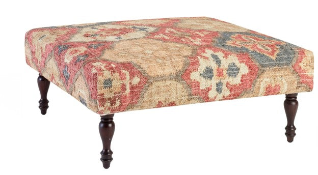 Pali Turned Leg  Rug Square Ottoman