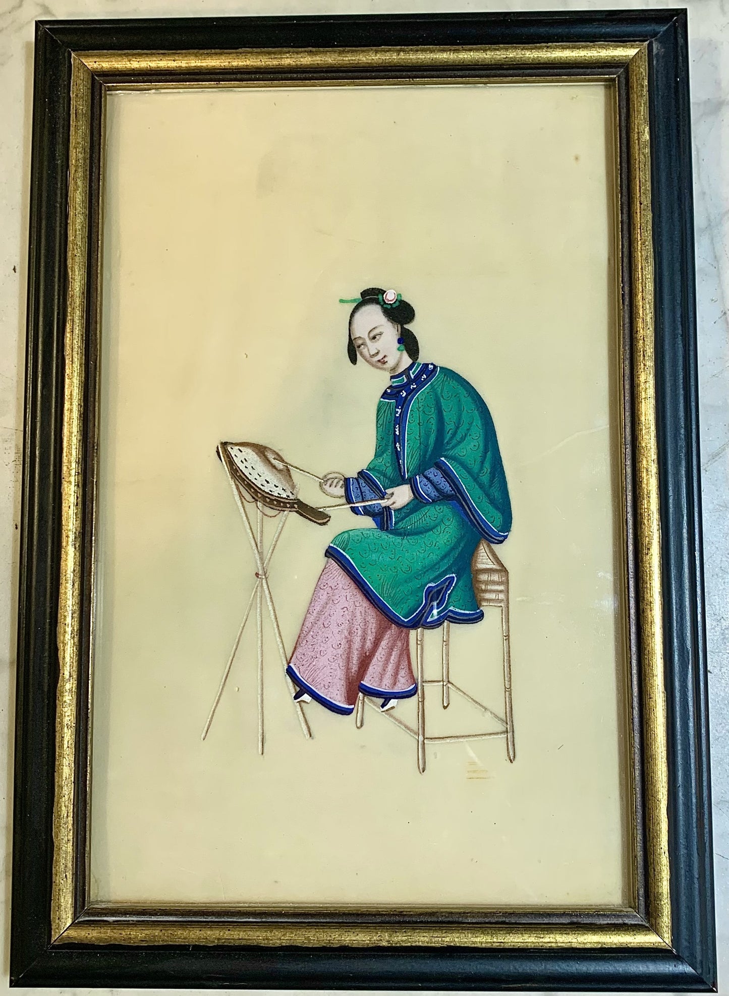 Framed Chinese Qing Dynasty Painting Woman