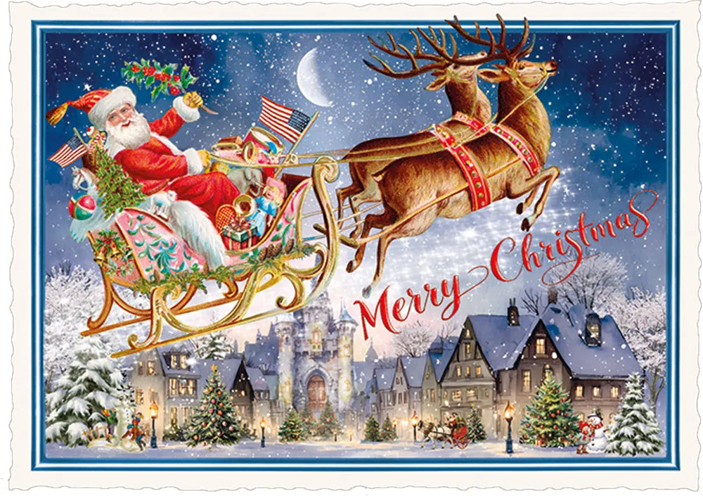 Santa Sleigh Christmas Postcard