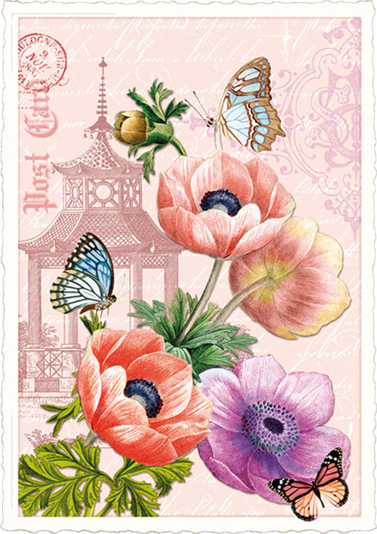 Butterfly Poppies Blank Postcard