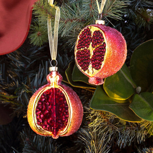 Beaded Glass Pomegrante Ornament