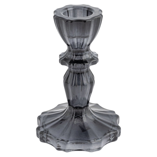 Glass Candlestick Holder Raven