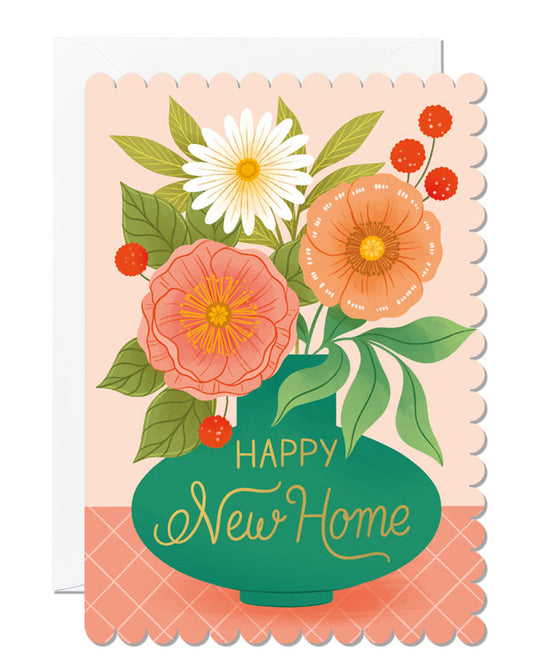 Happy New Home Vase Greeting Card