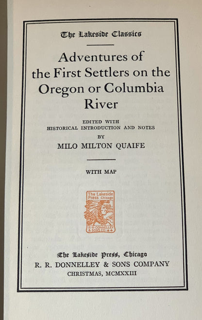 Adventures of the First Settlers on the Oregon or Columbia River