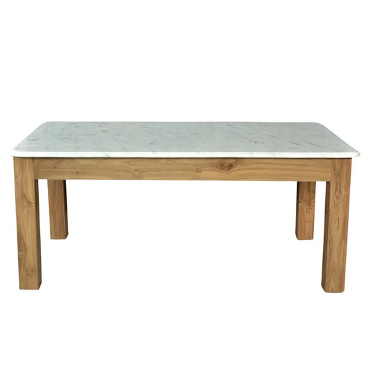 Teak & Marble Coffee Table - Natural Teak Finish