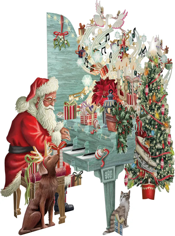 3D Santa's Piano Christmas Card