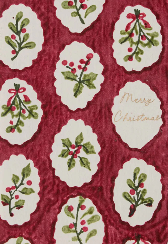Red Xmas Scallop Christmas Card