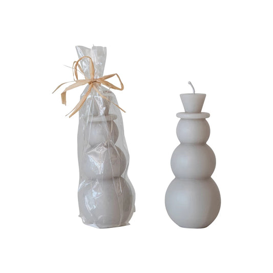 Snowman Unscented Snowman Candle Grey