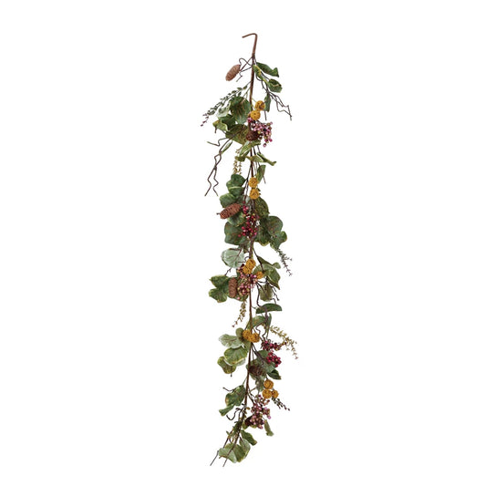 Faux Zanzibar Leaf Garland with Pinecones & Berries Multi Color