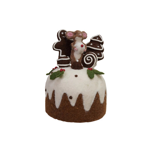 Wool Felt Cake with Gingerbread Cookies & Mouse