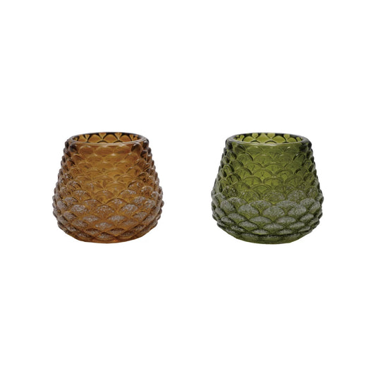Glass Pinecone Shaped Tealight Votive Holder