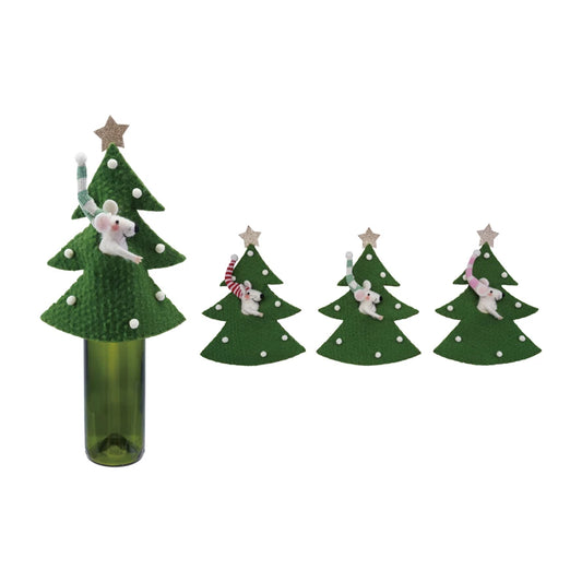 Handmade Wool Felt Christmas Tree Bottle Topper/Cover, 3 Styles
