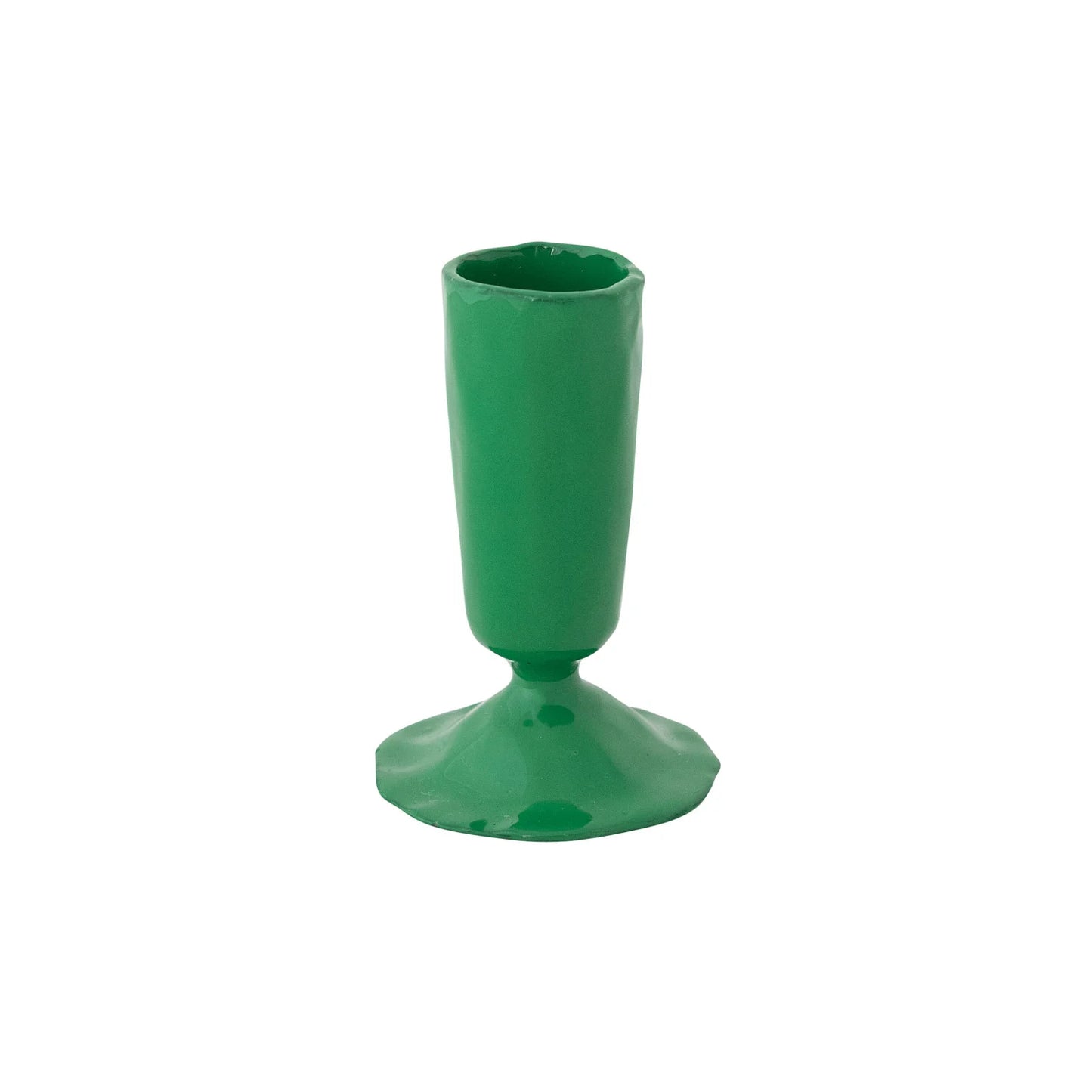 Hand-Forged Enameled Cast Iron Taper Holder Green
