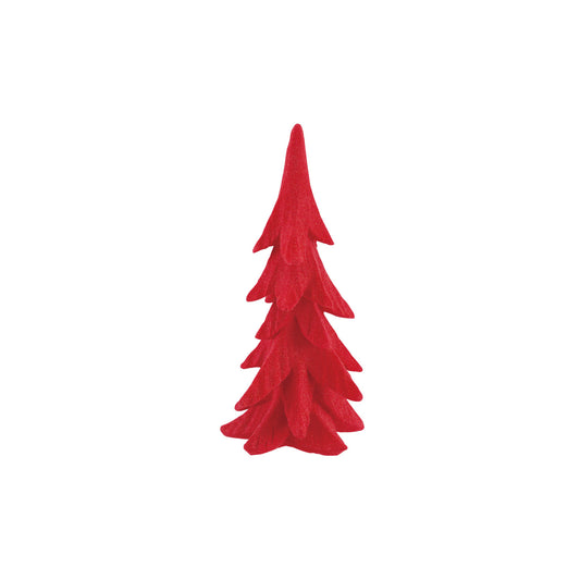 Flocked Resin Tree Red